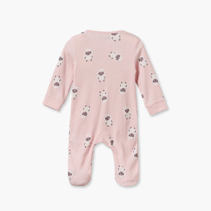 Juniors Cotton Crew Neck Long Sleeves Sleepsuit with Sheep Print