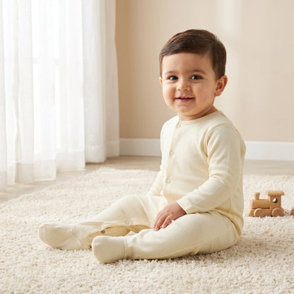 Pack of 5 Juniors Cotton Crew Neck Long Sleeves Sleepsuit with Snap Button Closure