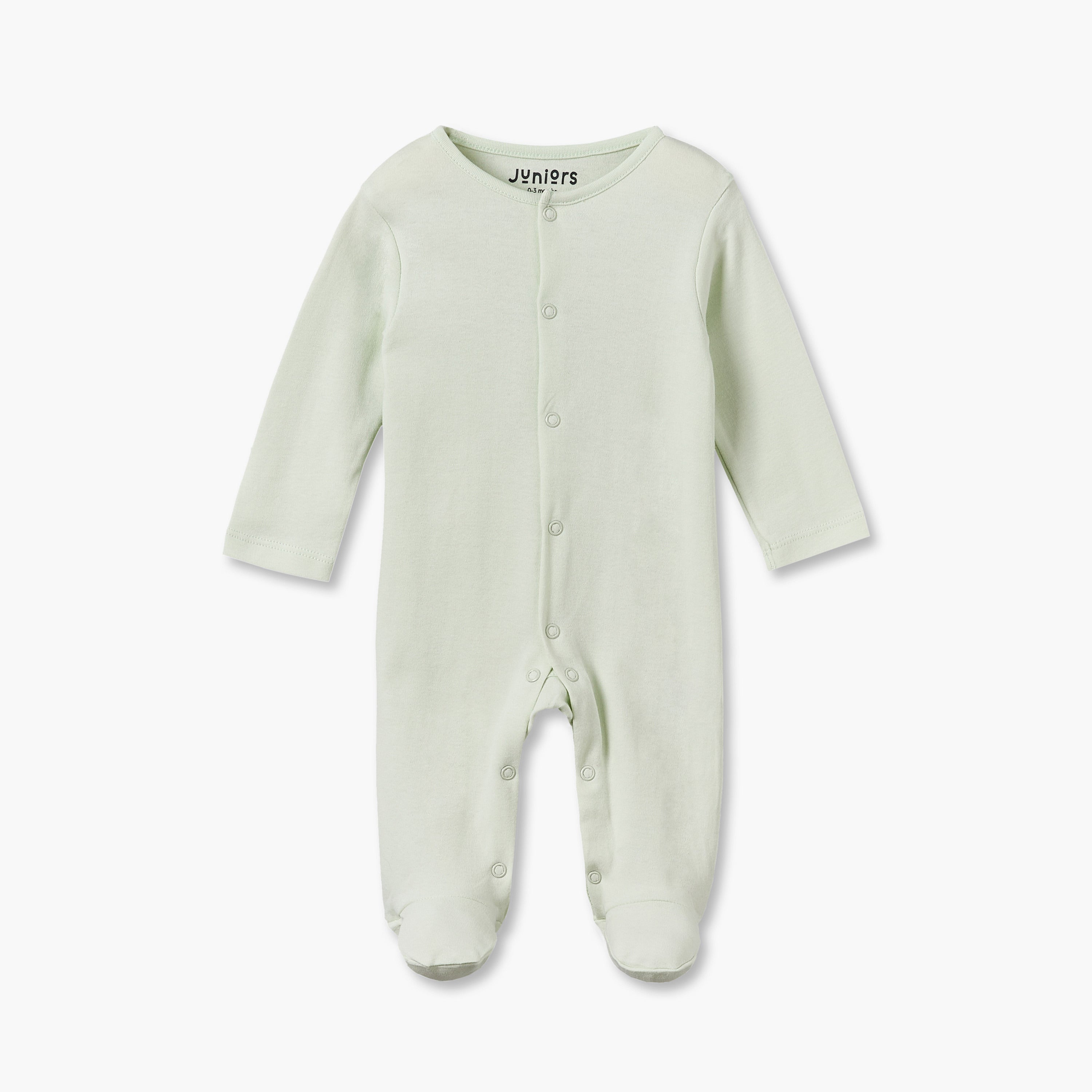 Pack of 5 Juniors Cotton Crew Neck Long Sleeves Sleepsuit with Snap Button Closure
