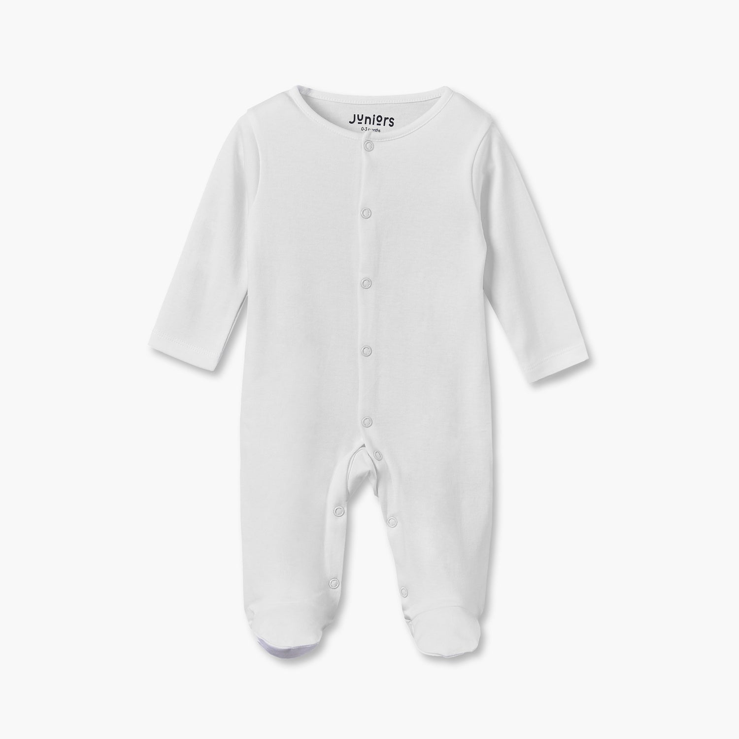 Pack of 5 Juniors Cotton Crew Neck Long Sleeves Sleepsuit with Snap Button Closure