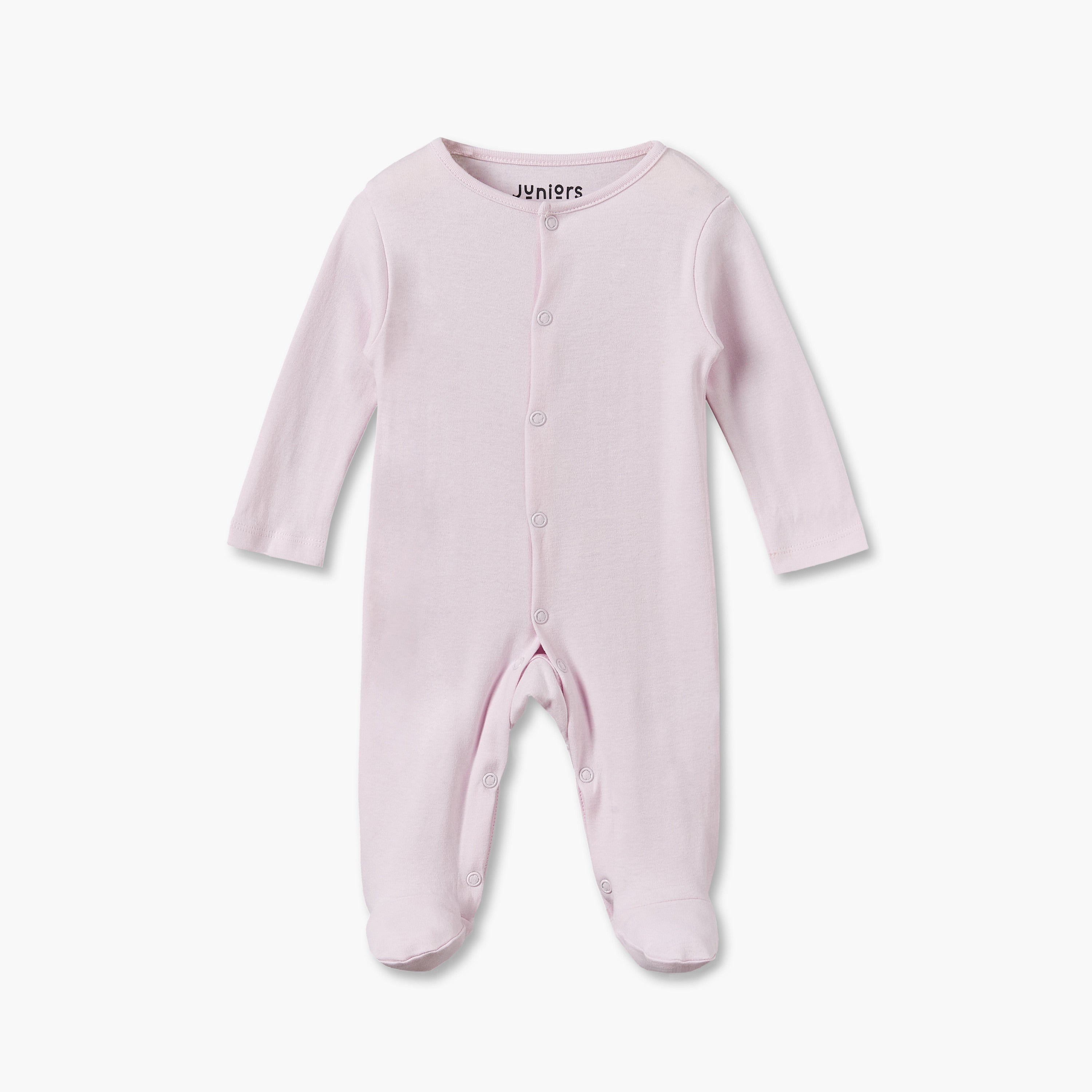 Pack of 5 Juniors Cotton Crew Neck Long Sleeves Sleepsuit with Snap Button Closure