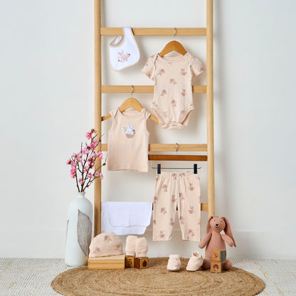 Juniors 9-Piece Girls Gift Set - Cotton - Sleeveless T-shirt, Pyjamas, Bib, Booties - Printed