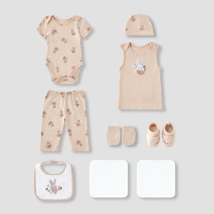 Juniors 9-Piece Girls Gift Set - Cotton - Sleeveless T-shirt, Pyjamas, Bib, Booties - Printed