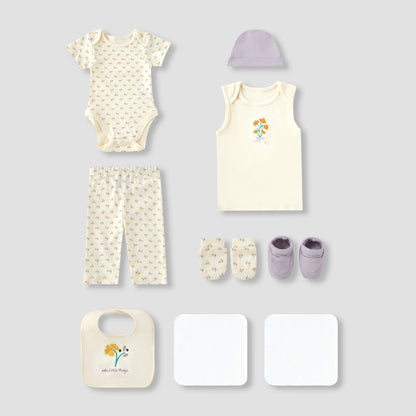 Juniors 9-Piece Girls Gift Set - Cotton - Sleeveless T-shirt, Pyjamas, Bib, Booties - Printed