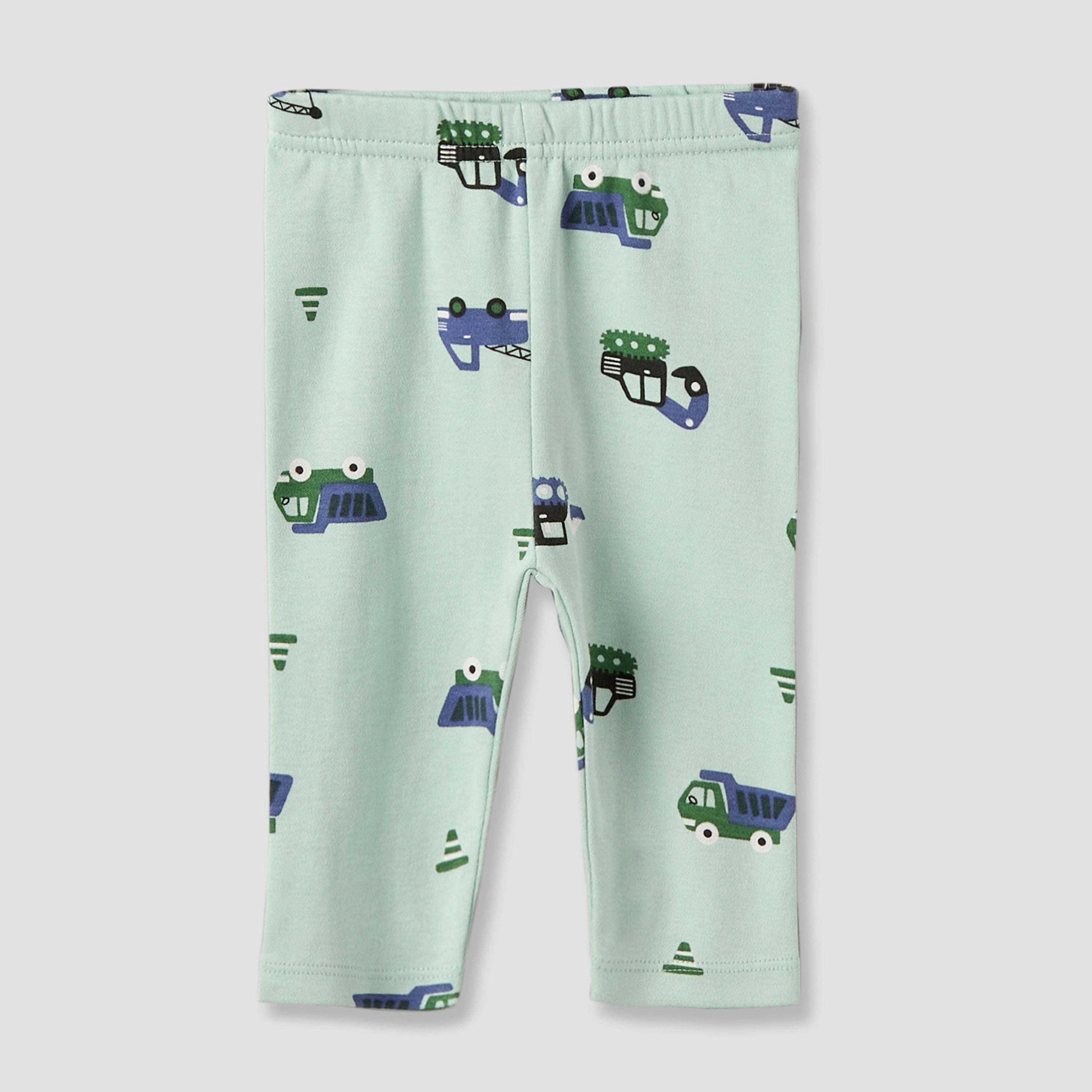 Juniors Cotton Round Neck Long Sleeves Pyjama Set with Construction Vehicle Print