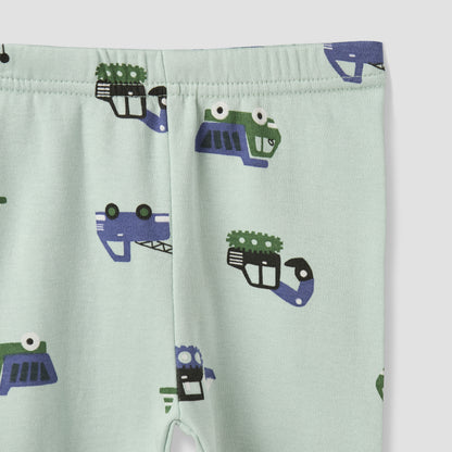 Juniors Cotton Round Neck Long Sleeves Pyjama Set with Construction Vehicle Print