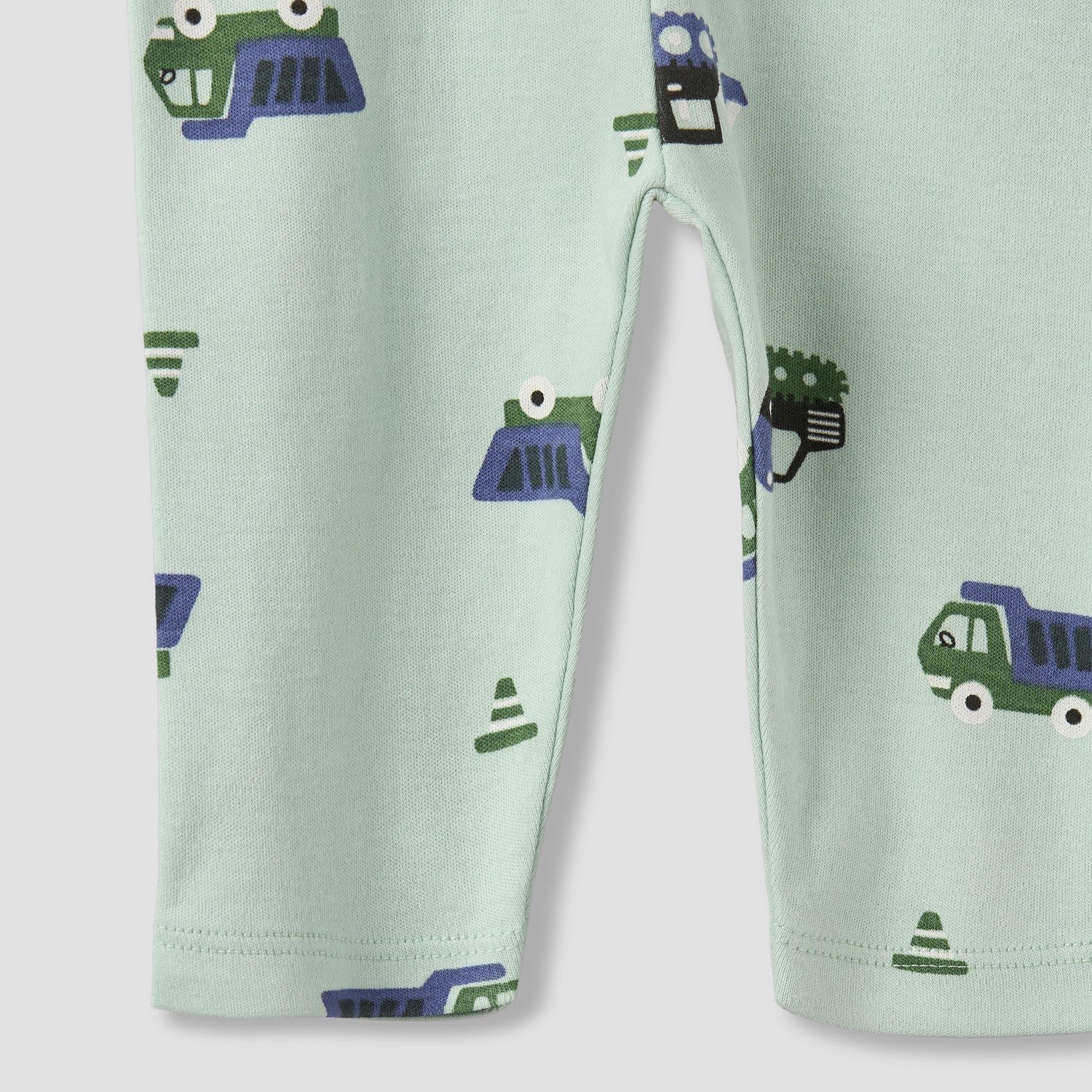Juniors Cotton Round Neck Long Sleeves Pyjama Set with Construction Vehicle Print
