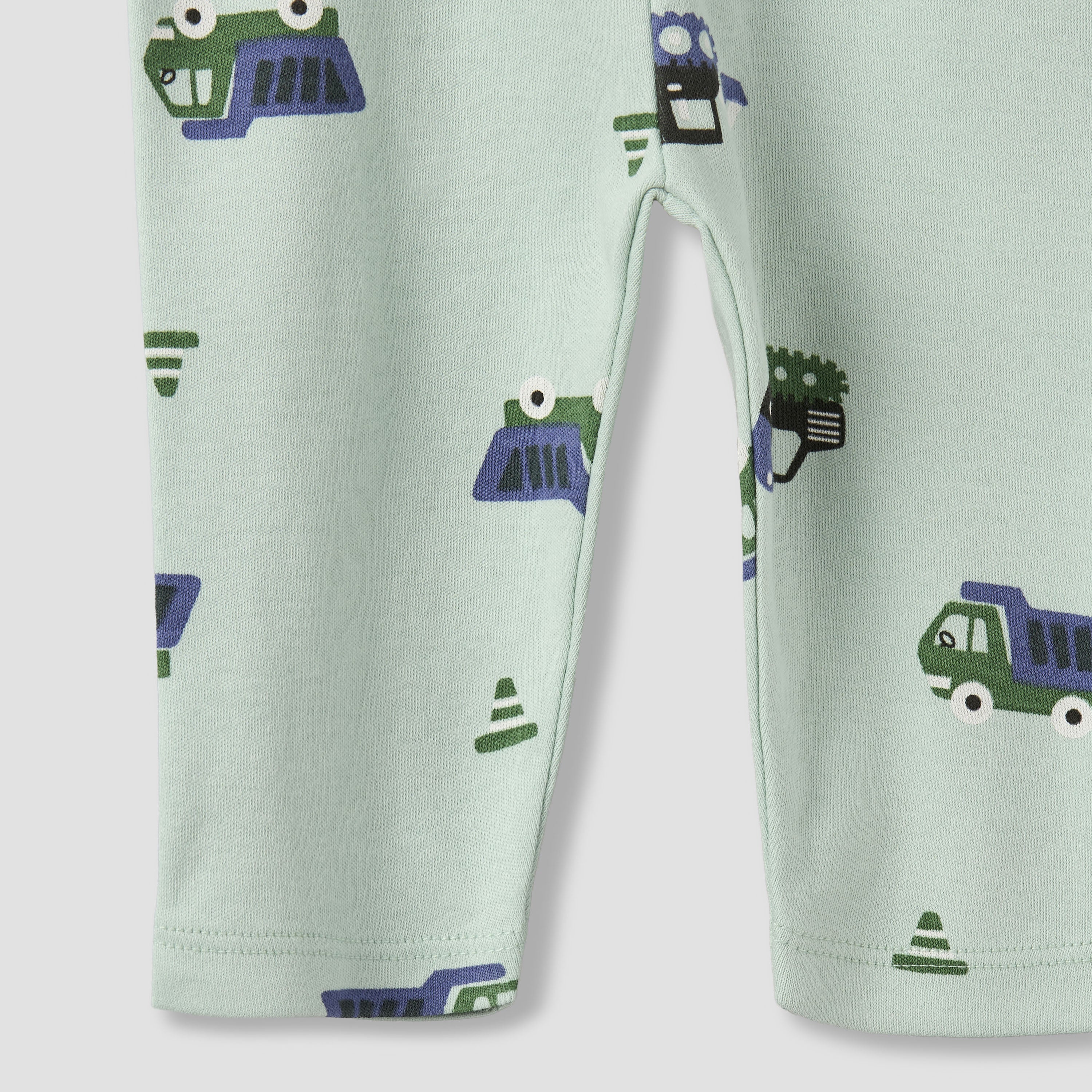 Juniors Cotton Round Neck Long Sleeves Pyjama Set with Construction Vehicle Print