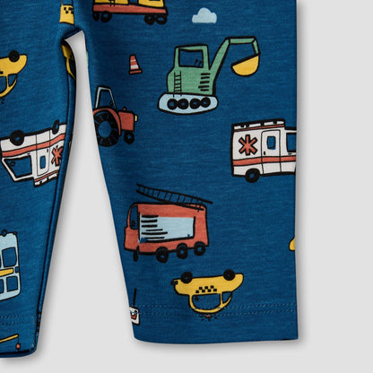 Juniors Cotton Round Neck Long Sleeve Pyjama Set with Vehicle Print
