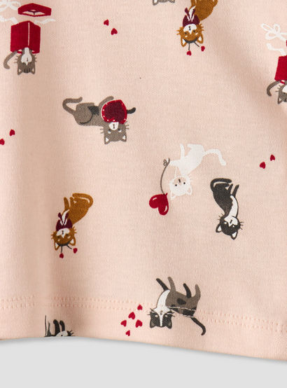 Juniors Cotton Round Neck Long Sleeve Pyjama Set with Cat Print-baby-girls-clothing-nightwear-pyjamasets-image-6