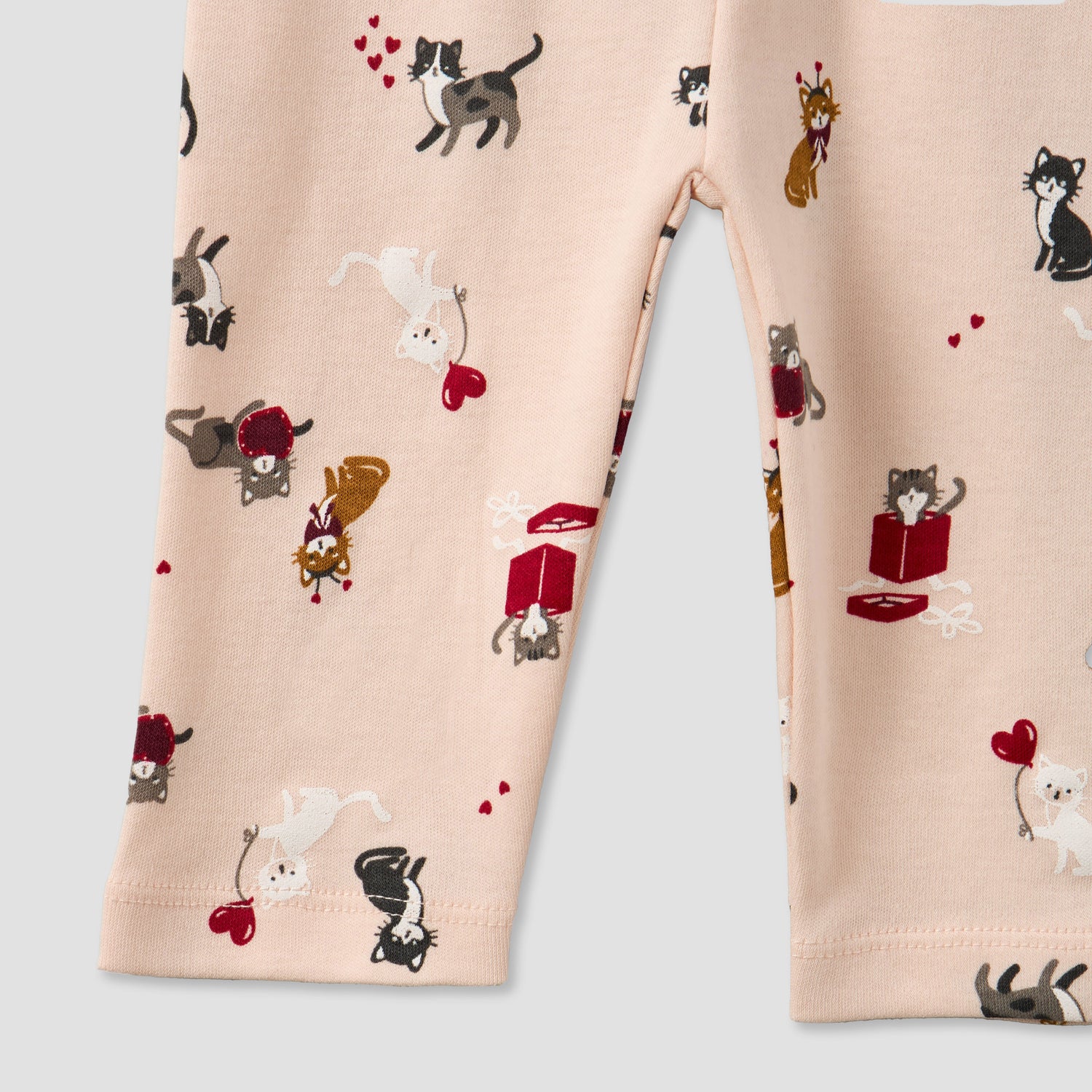 Juniors Cotton Round Neck Long Sleeve Pyjama Set with Cat Print