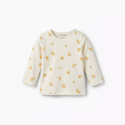 Juniors Cotton Round Neck Long Sleeves Pyjama Set with Duck Print