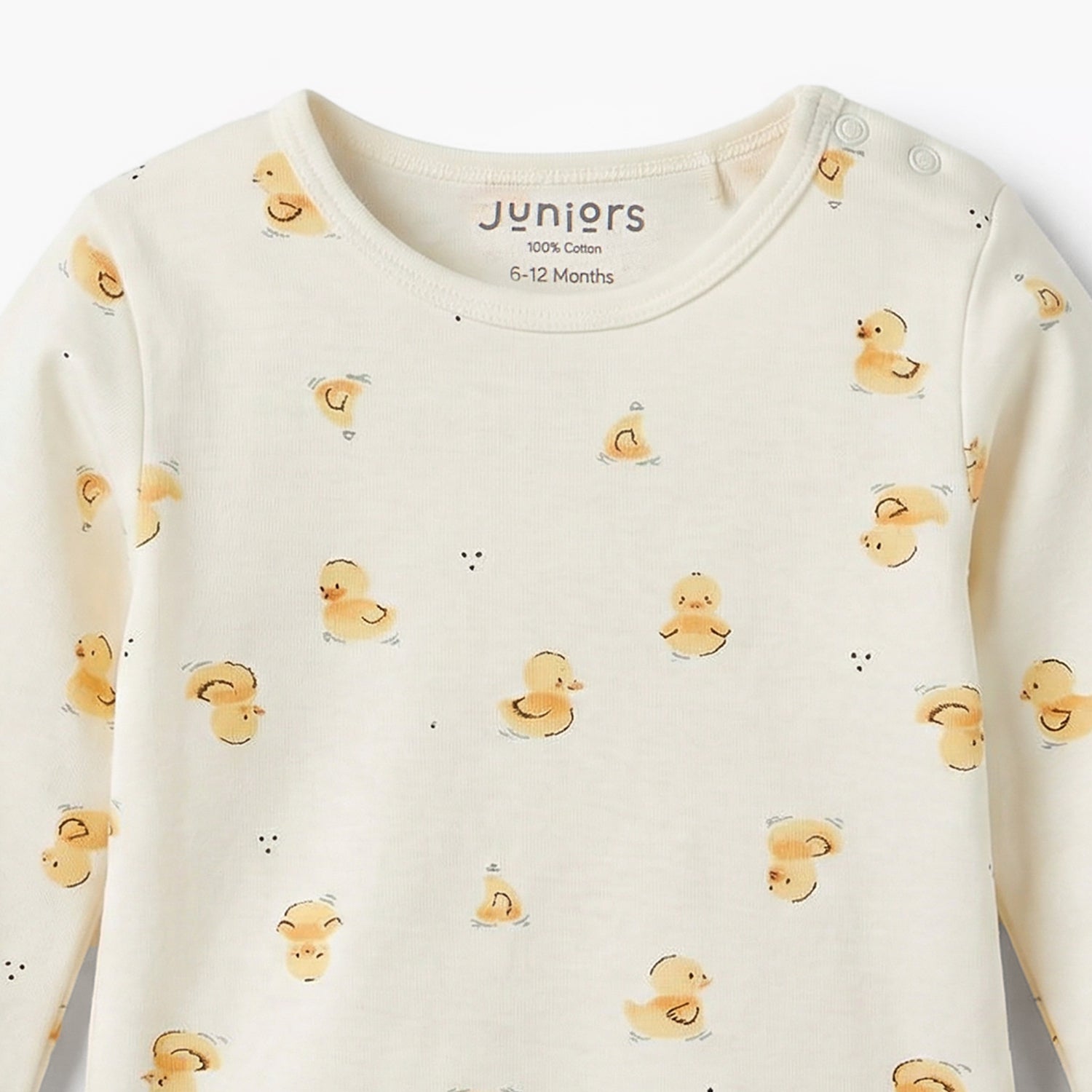 Juniors Cotton Round Neck Long Sleeves Pyjama Set with Duck Print