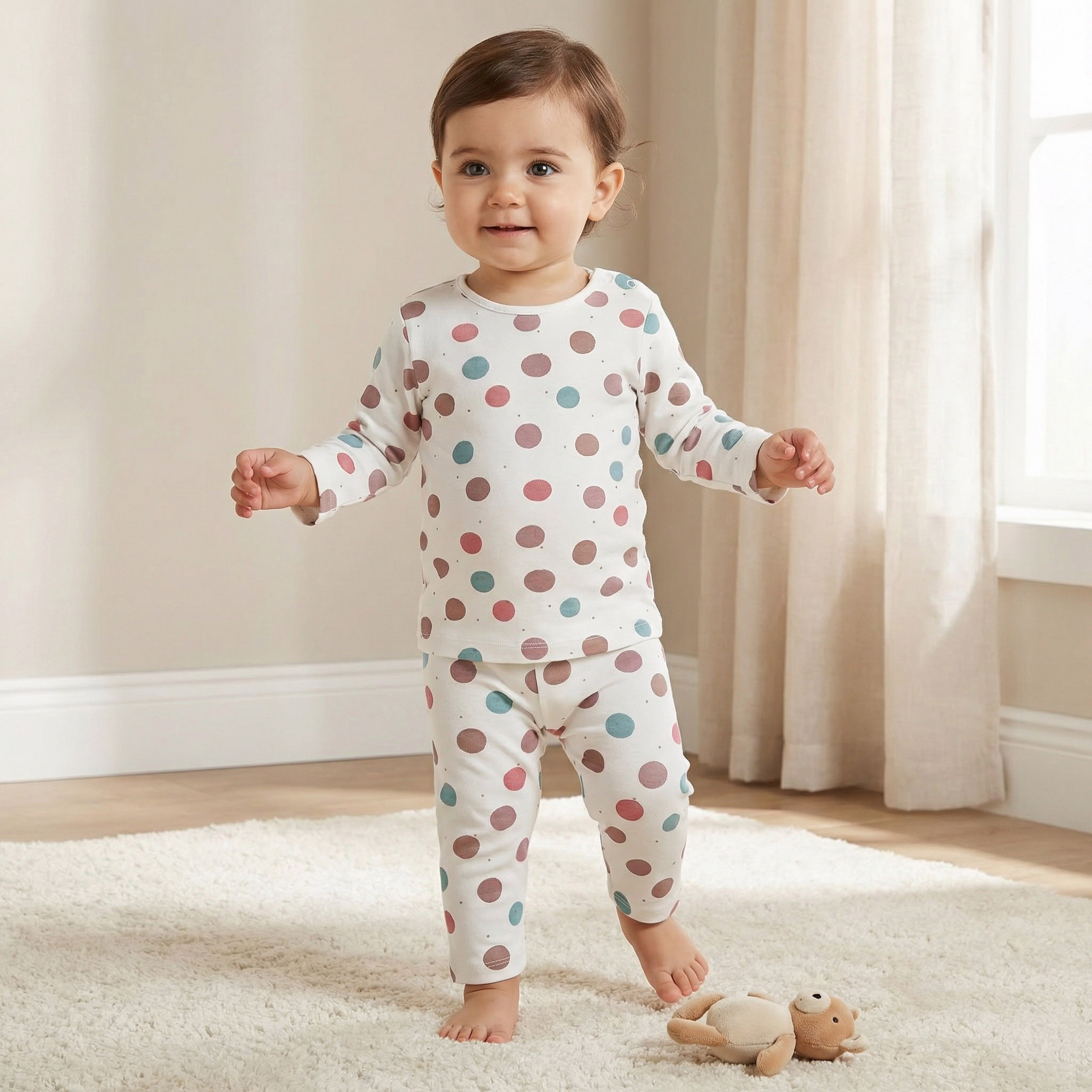Juniors Polka Dot T-shirt and Pyjama Set