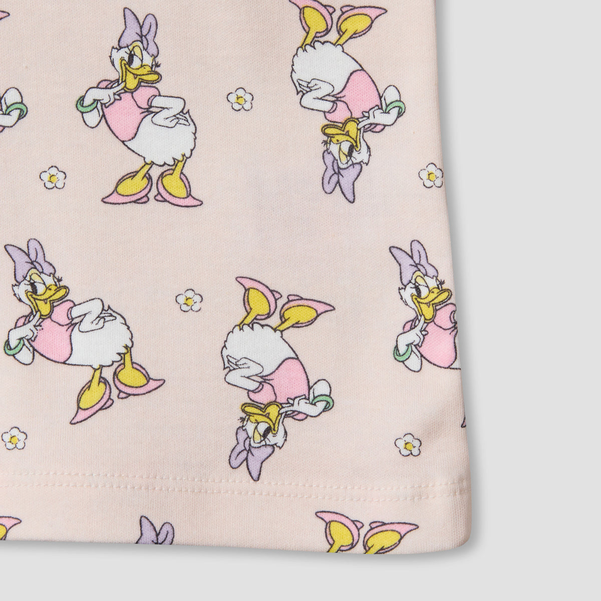 Disney Round Neck Short Sleeve T-shirt and Shorts Set with Daisy Duck Print