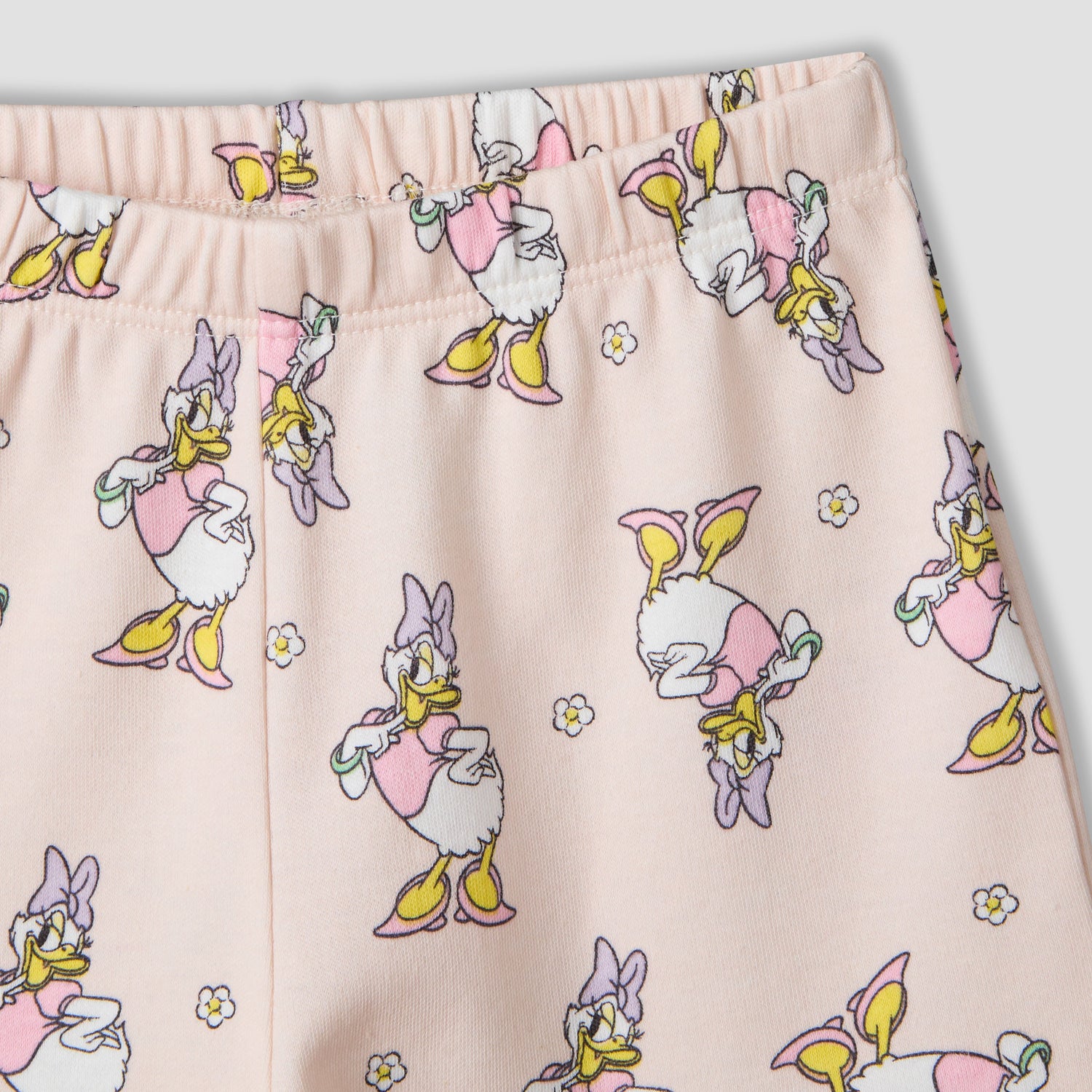 Disney Round Neck Short Sleeve T-shirt and Shorts Set with Daisy Duck Print