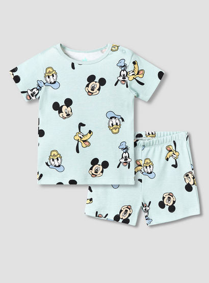 Disney Cotton Round Neck Short Sleeves T-shirt and Shorts Set with Mickey Mouse and Friends Print-baby-boys-clothing-setsandcoords-image-2