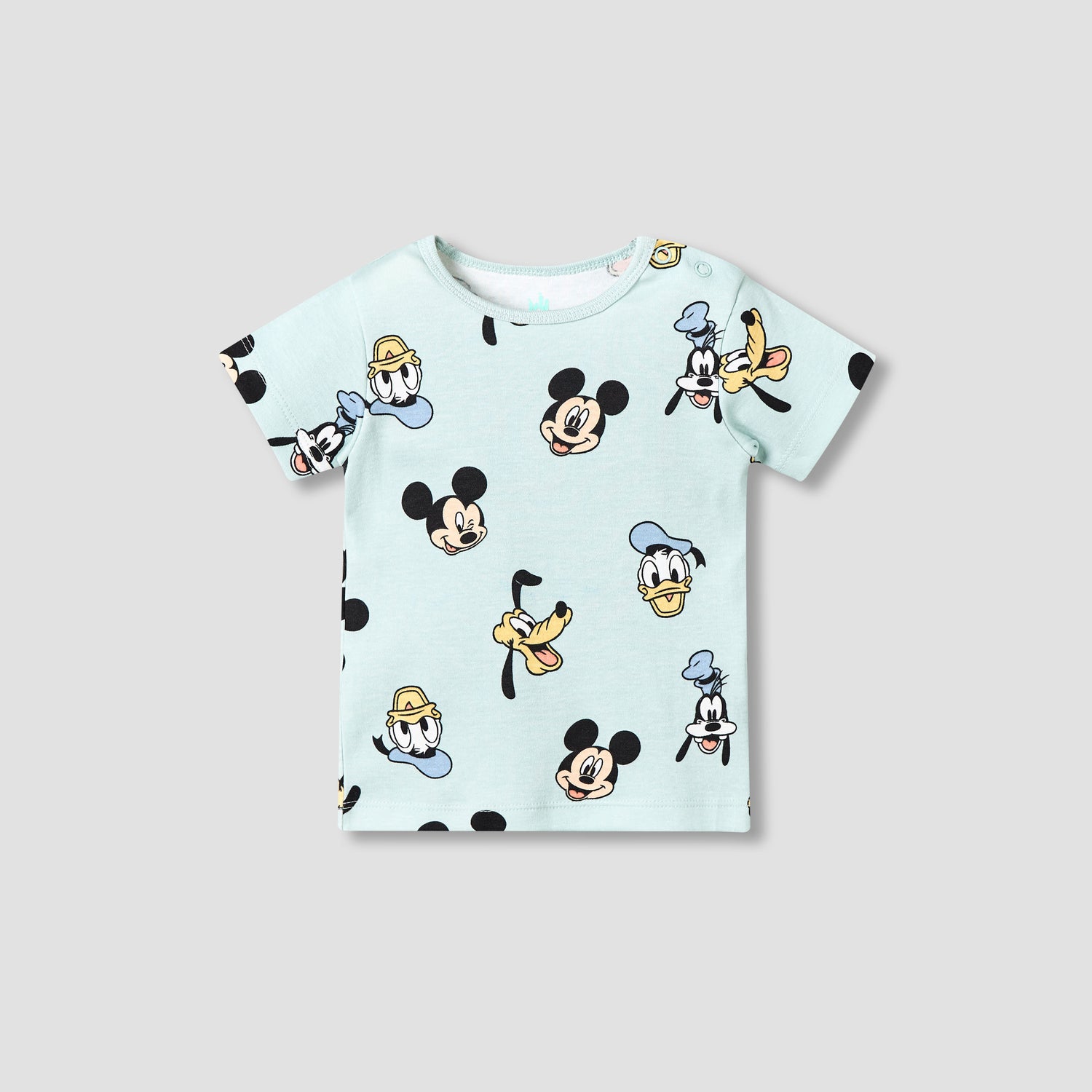 Disney Cotton Round Neck Short Sleeves T-shirt and Shorts Set with Mickey Mouse and Friends Print