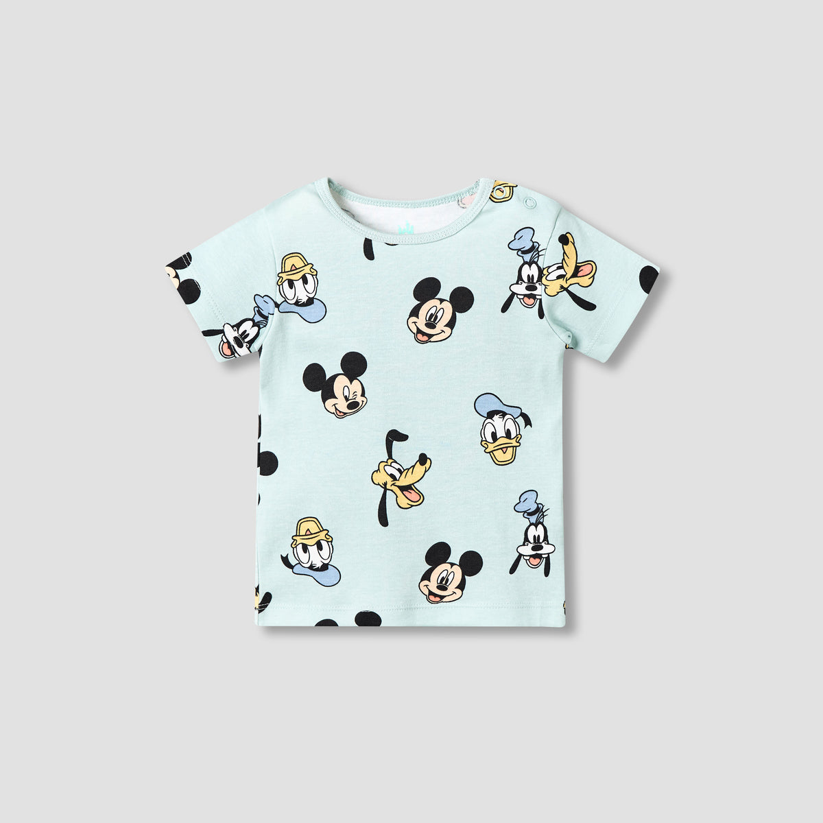 Disney Cotton Round Neck Short Sleeves T-shirt and Shorts Set with Mickey Mouse and Friends Print