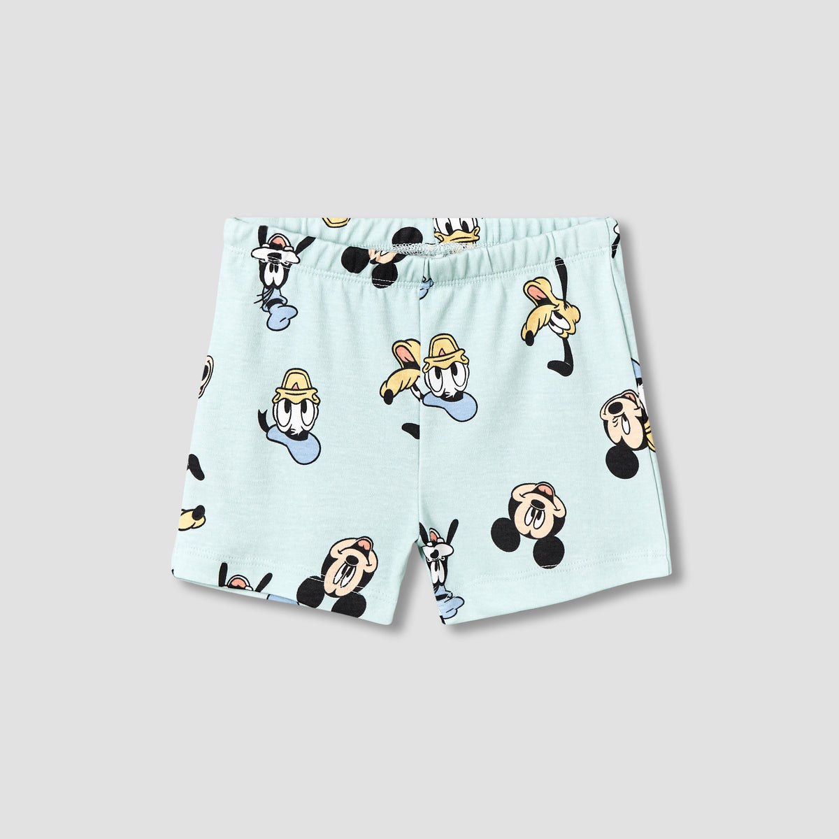 Disney Cotton Round Neck Short Sleeves T-shirt and Shorts Set with Mickey Mouse and Friends Print