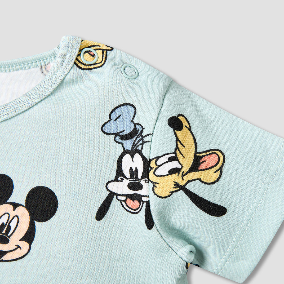 Disney Cotton Round Neck Short Sleeves T-shirt and Shorts Set with Mickey Mouse and Friends Print