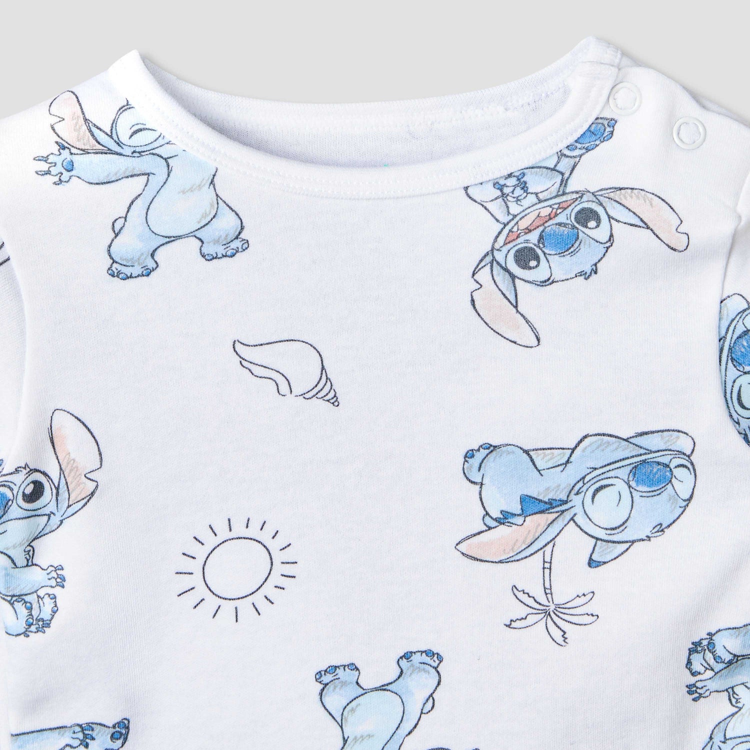 Disney Crew Neck Short Sleeves T-shirt and Shorts Set with Stitch Print
