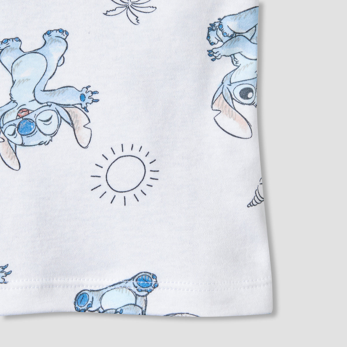 Disney Crew Neck Short Sleeves T-shirt and Shorts Set with Stitch Print