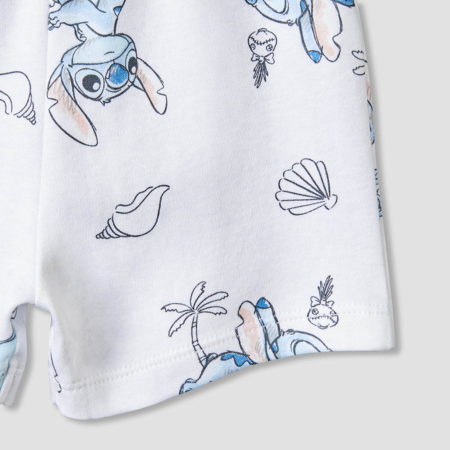Disney Crew Neck Short Sleeves T-shirt and Shorts Set with Stitch Print