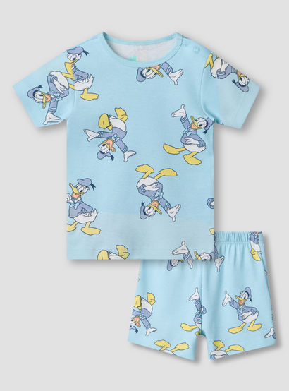 Disney Round Neck Short Sleeves T-shirt and Shorts Set with Donald Duck Print-baby-boys-clothing-setsandcoords-image-2