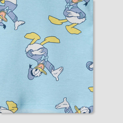 Disney Round Neck Short Sleeves T-shirt and Shorts Set with Donald Duck Print