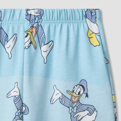 Disney Round Neck Short Sleeves T-shirt and Shorts Set with Donald Duck Print