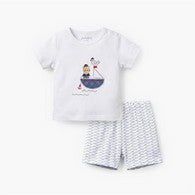 Juniors Crew Neck Short Sleeves T-shirt and Shorts Set with Nautical Embroidery-undefined-image-1