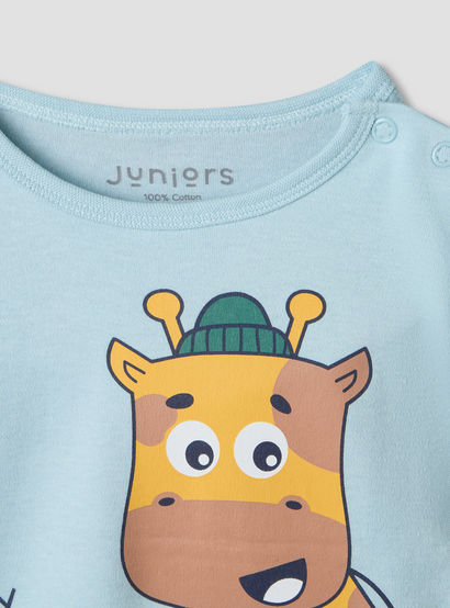 Juniors Round Neck Short Sleeves T-shirt and Shorts Set with Giraffe Print-baby-boys-clothing-setsandcoords-image-5