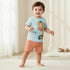 Juniors Round Neck Short Sleeves T-shirt and Shorts Set with Giraffe Print - Blue / 18-24 mths