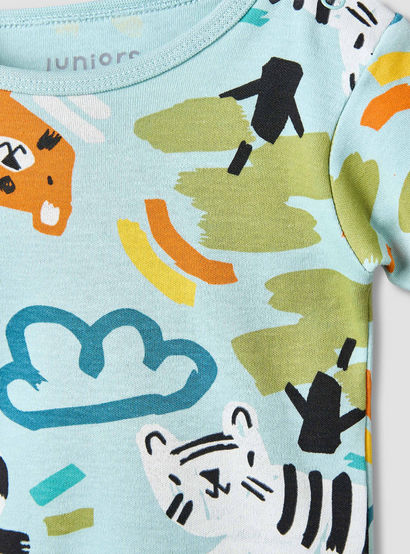 Juniors Cotton Round Neck Short Sleeves T-shirt and Shorts Set with Safari Print-baby-boys-clothing-setsandcoords-image-6