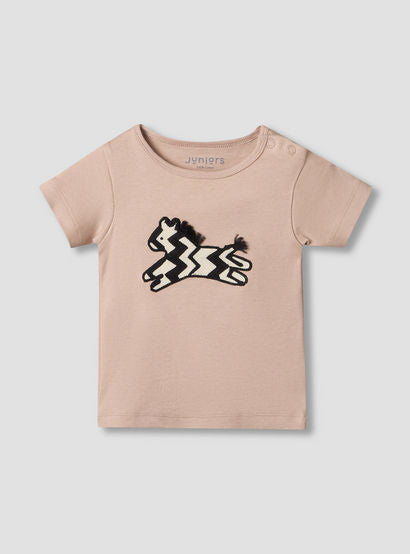 Juniors Round Neck Short Sleeve T-shirt and Shorts Set with Zebra Applique-baby-boys-clothing-setsandcoords-image-3