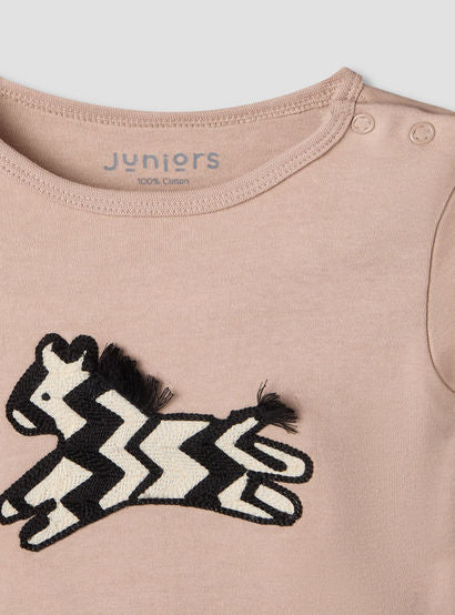 Juniors Round Neck Short Sleeve T-shirt and Shorts Set with Zebra Applique-baby-boys-clothing-setsandcoords-image-5