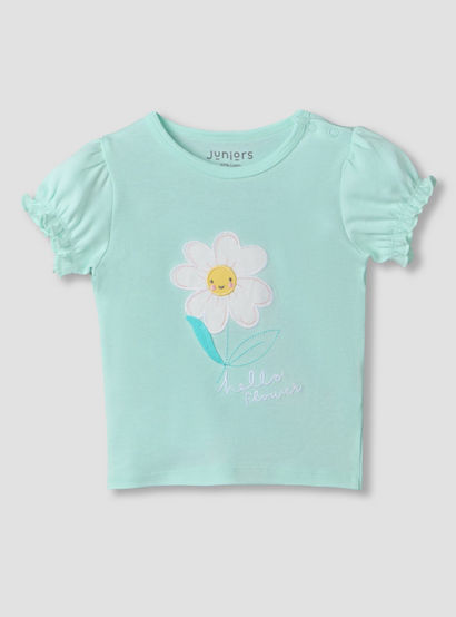 Juniors Round Neck Short Sleeves T-shirt and Shorts Set with Floral Print-baby-girls-clothing-setsandcoords-image-3