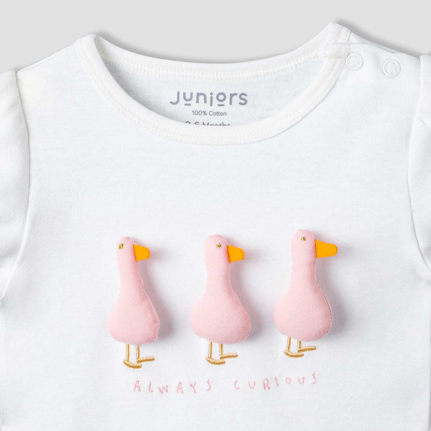 Juniors Crew Neck Short Sleeve T-shirt and Shorts Set with Duck Applique