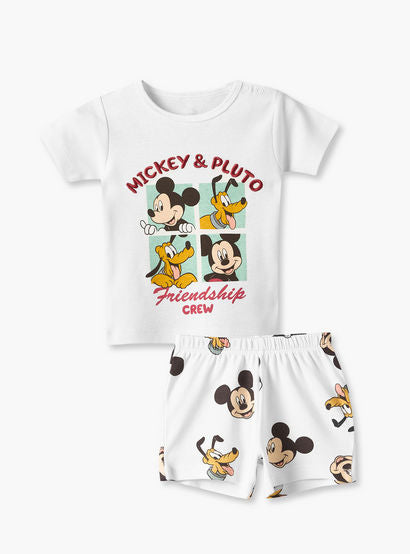 Disney Crew Neck Short Sleeves T-shirt and Shorts Set with Mickey Mouse and Pluto Print-baby-boys-clothing-setsandcoords-image-2