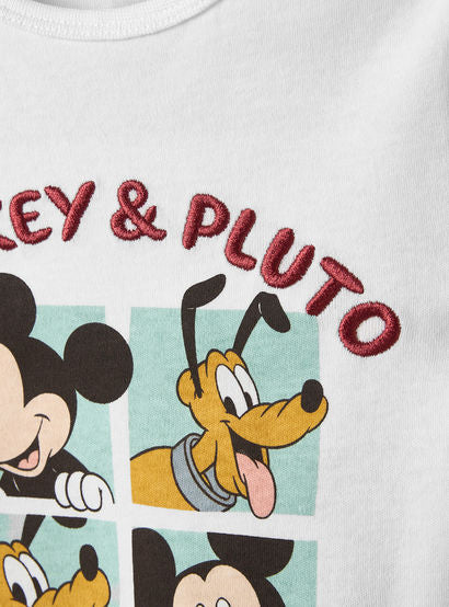 Disney Crew Neck Short Sleeves T-shirt and Shorts Set with Mickey Mouse and Pluto Print-baby-boys-clothing-setsandcoords-image-7