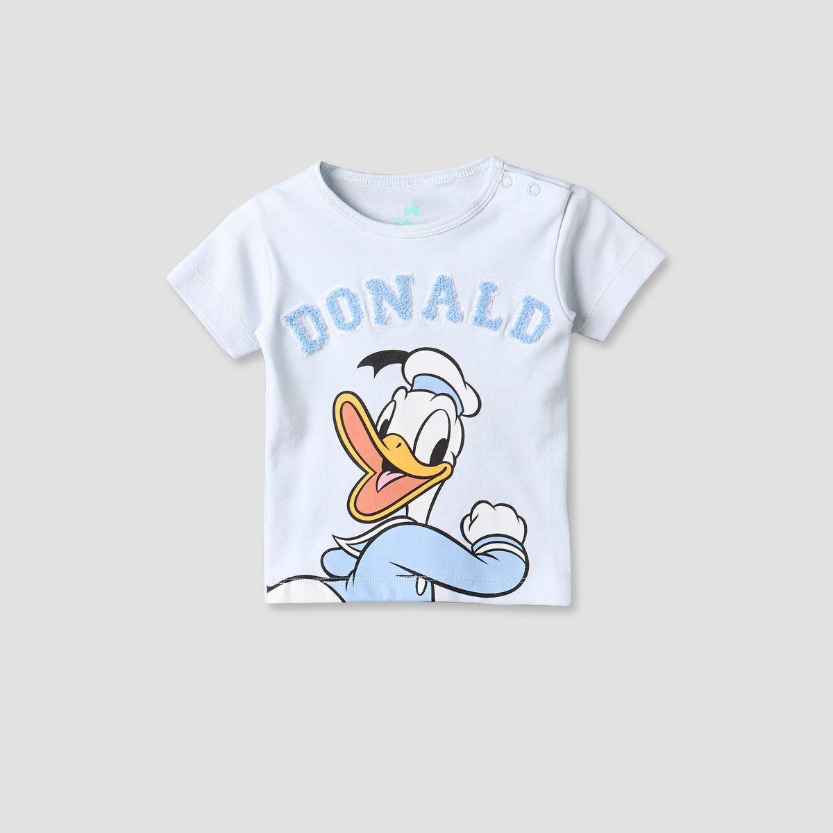 Disney Crew Neck Short Sleeves T-shirt and Shorts Set with Donald Duck Applique