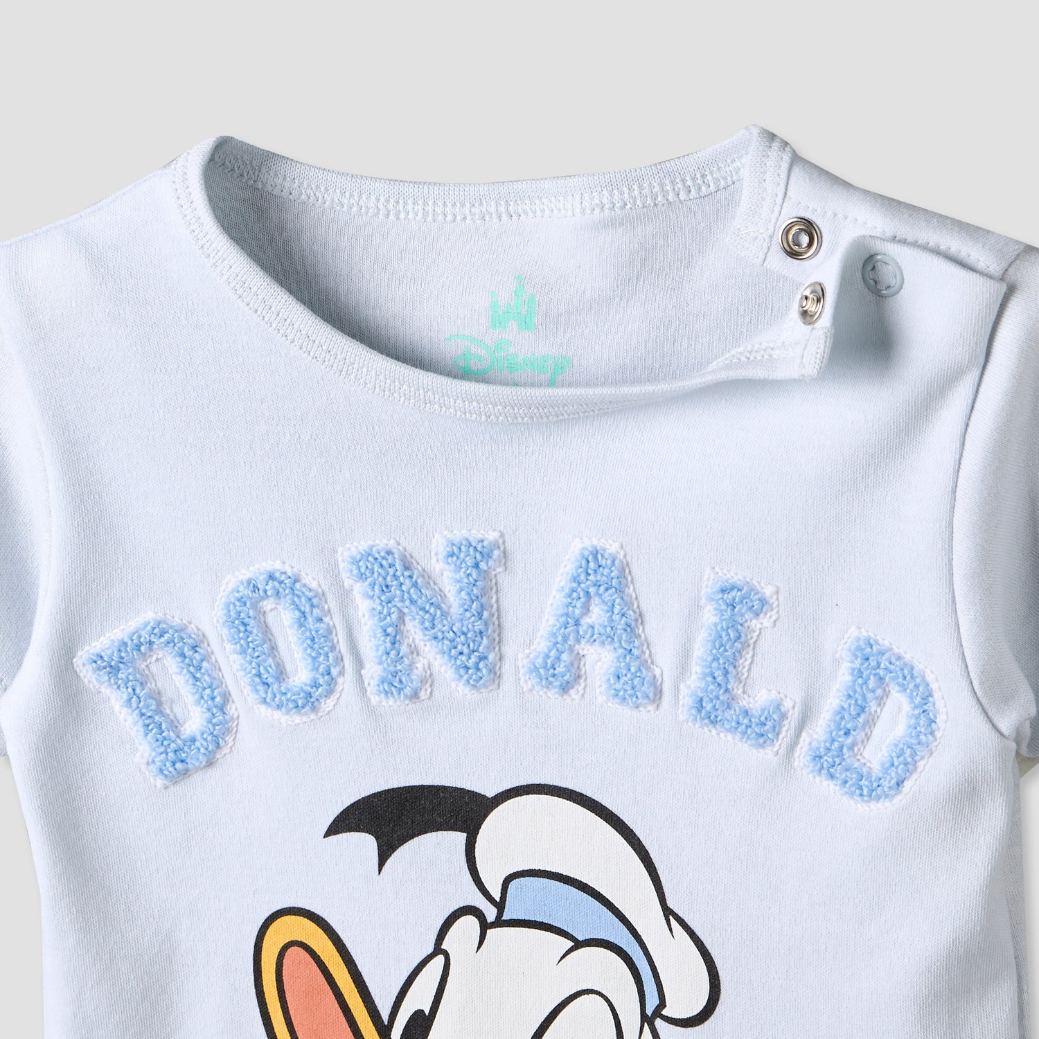 Disney Crew Neck Short Sleeves T-shirt and Shorts Set with Donald Duck Applique