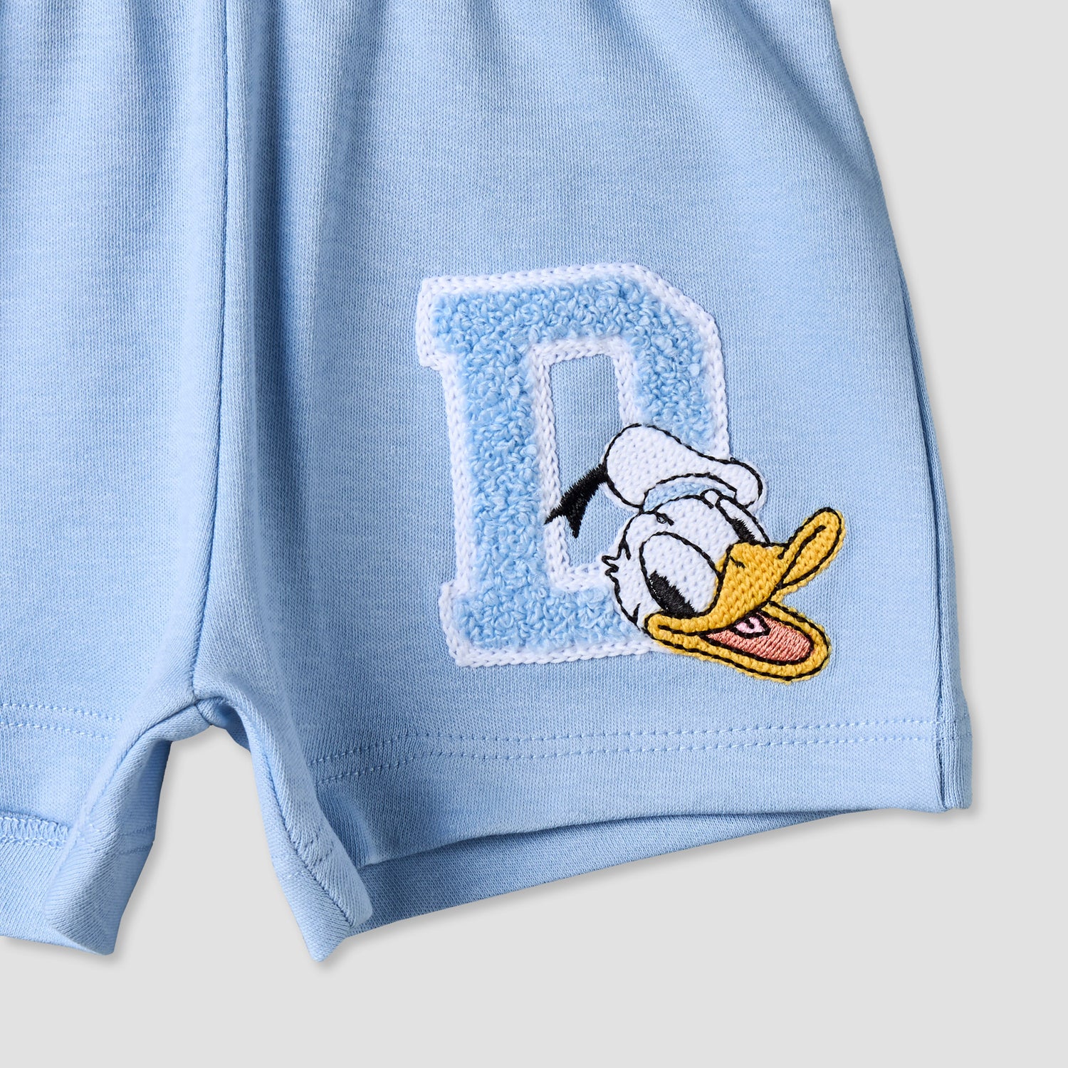 Disney Crew Neck Short Sleeves T-shirt and Shorts Set with Donald Duck Applique