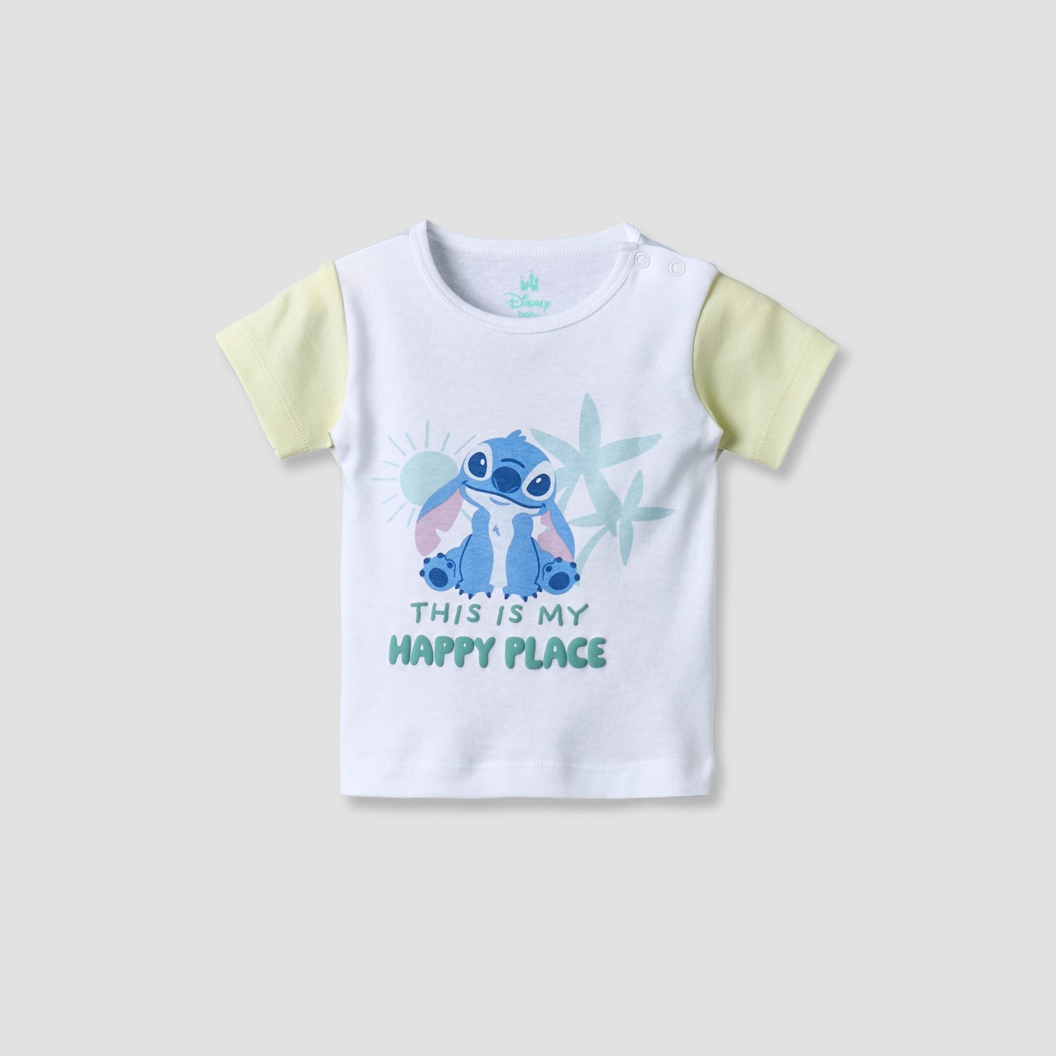 Disney Round Neck Short Sleeves T-shirt and Shorts Set with Stitch Print