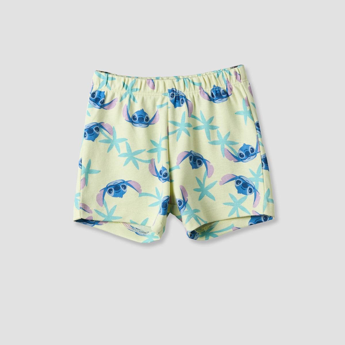 Disney Round Neck Short Sleeves T-shirt and Shorts Set with Stitch Print