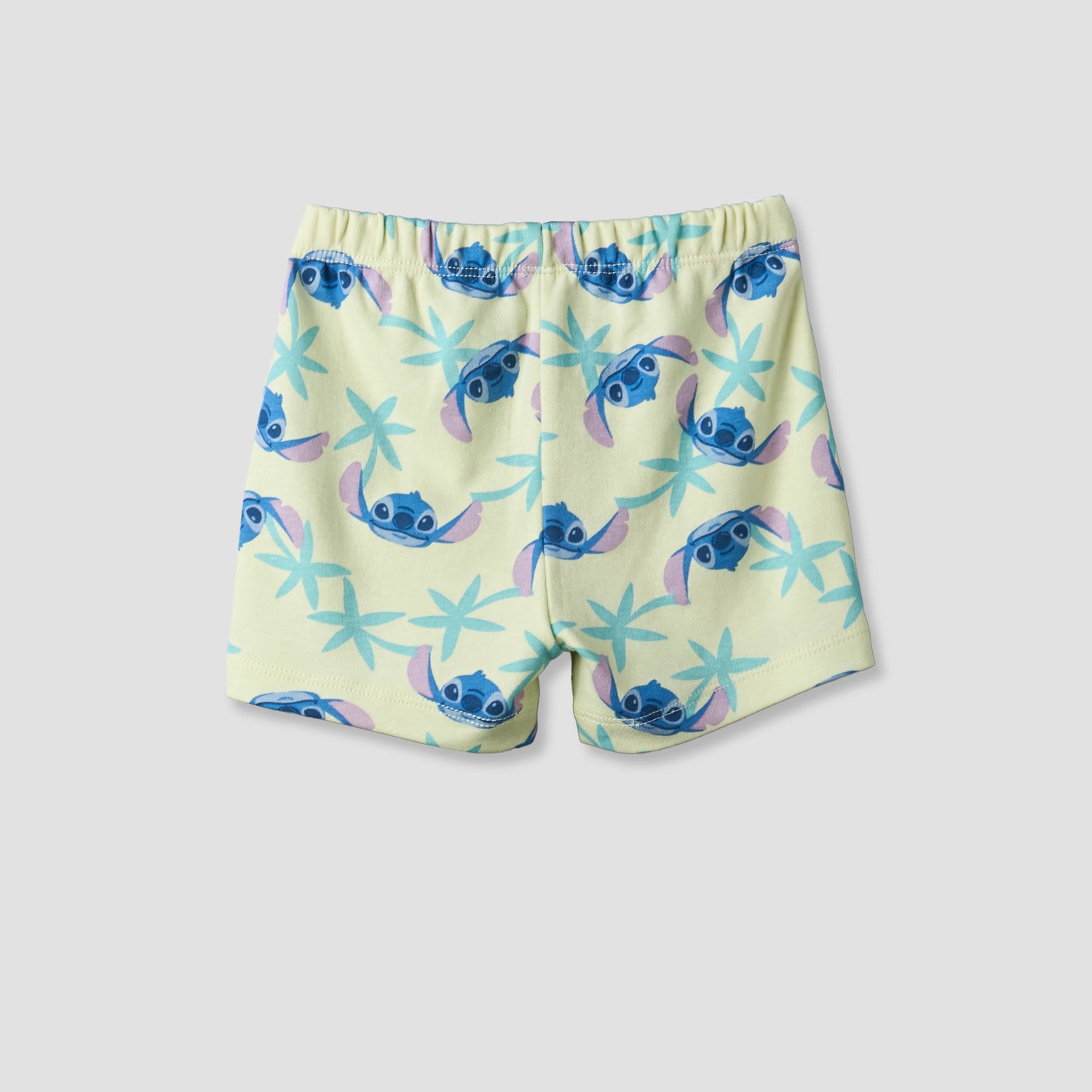Disney Round Neck Short Sleeves T-shirt and Shorts Set with Stitch Print