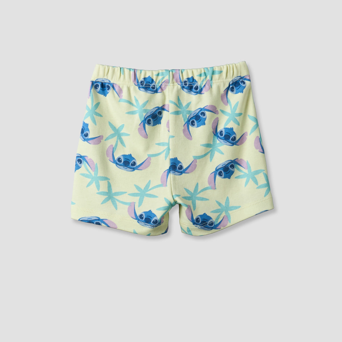 Disney Round Neck Short Sleeves T-shirt and Shorts Set with Stitch Print