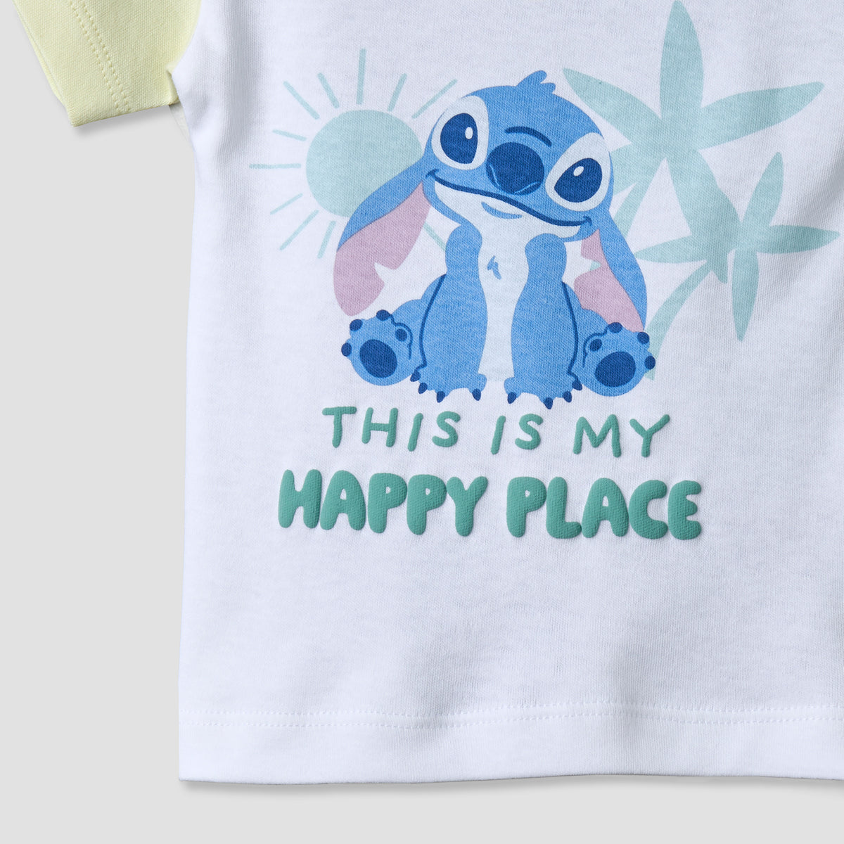 Disney Round Neck Short Sleeves T-shirt and Shorts Set with Stitch Print