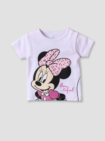 Disney Crew Neck Short Sleeve T-shirt and Shorts Set with Minnie Mouse Print-baby-girls-clothing-setsandcoords-image-2
